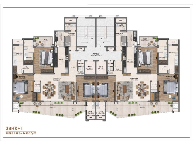 Vamana Arvindam Floor Plan 3+1 BHK